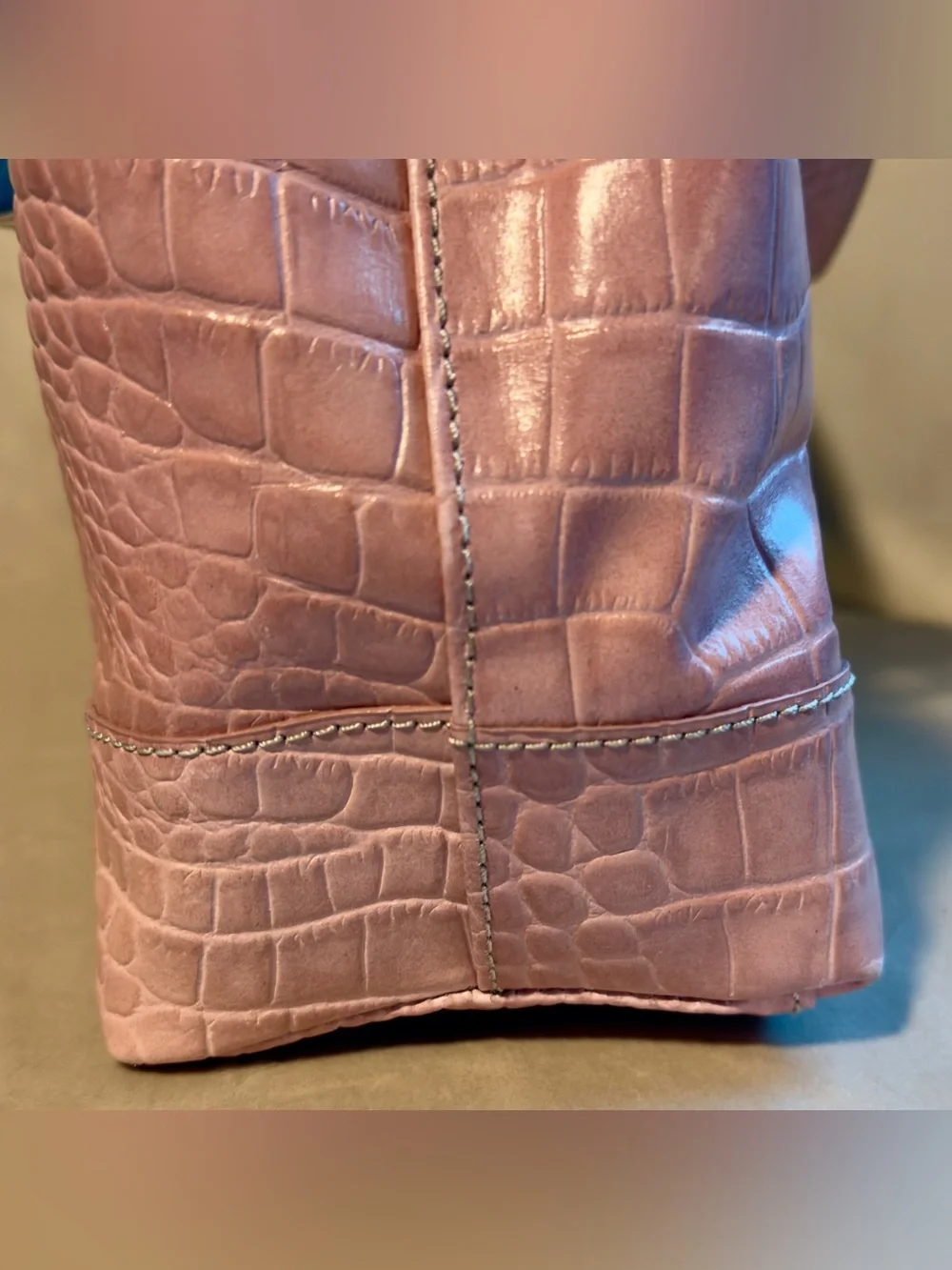 Charter Club Pink Croc-Embossed Leather Tote